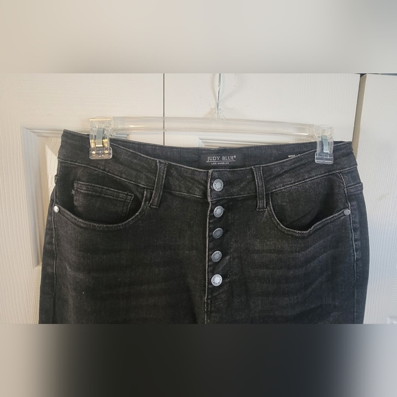 LIKE NEW WORN TWICE WASHED BLACK BUTTON FLY TROUSER WIDE LEG - Picture 5 of 9